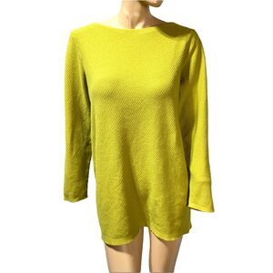 J. Jill Tunic Sweater Womens Size L Tall Lime Green Pullover Textured